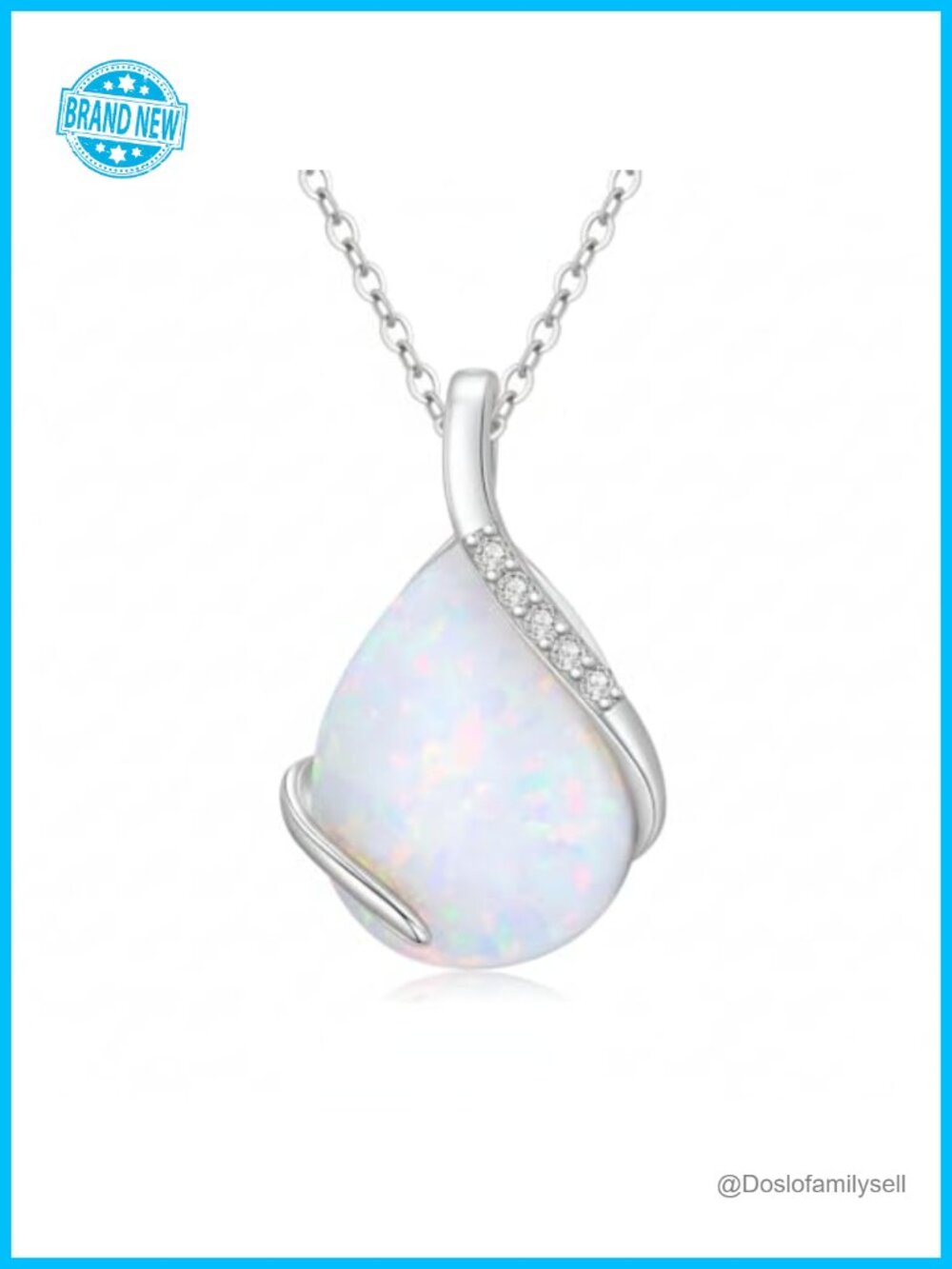 14K Solid Gold Opal Pendant Necklace Pear Shaped Birthstone Jewelry Gift